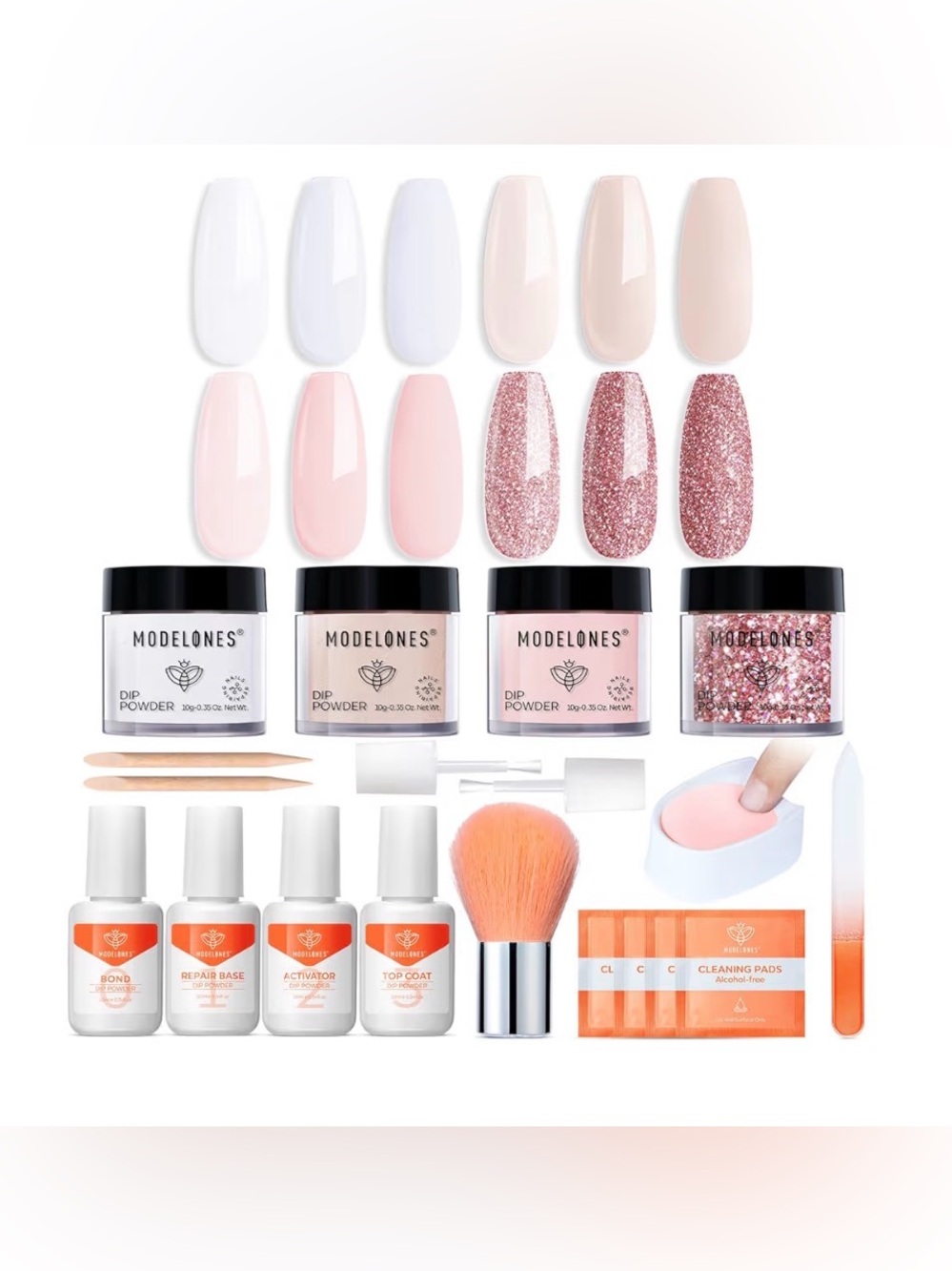 Modelones Pink & Rose Gold Dip Powder Nail Kit